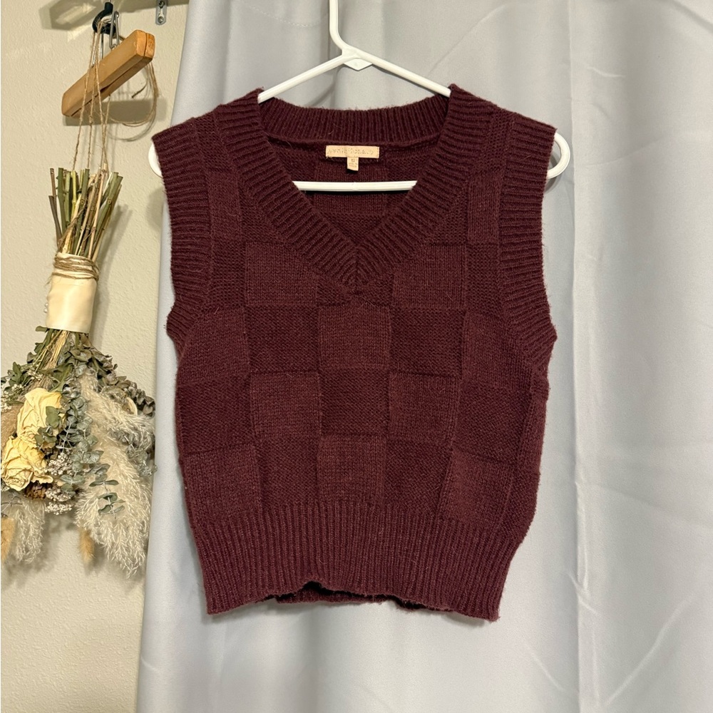 Elegant Burgundy V-Neck Sweater Vest
